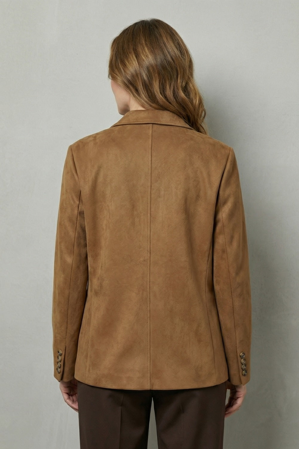 Suede Button Front Blazer Jacket