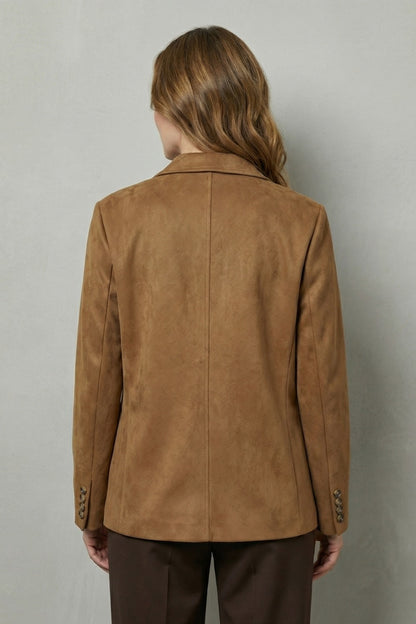 Suede Button Front Blazer Jacket