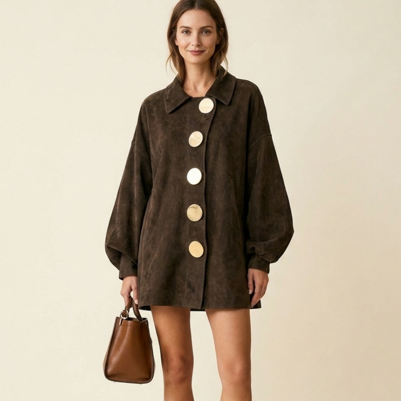 Suede Button Front Jacket