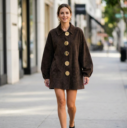 Suede Button Front Jacket