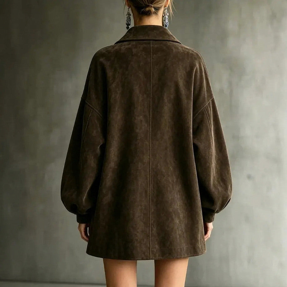 Suede Button Front Jacket
