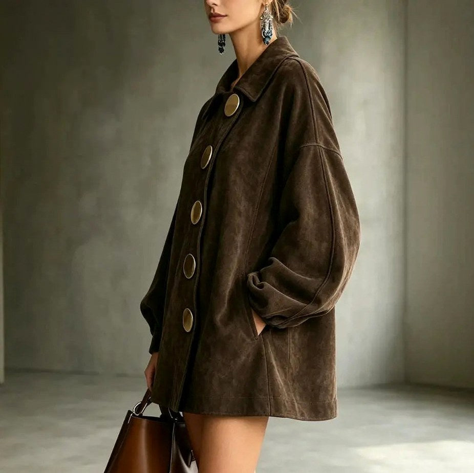Suede Button Front Jacket