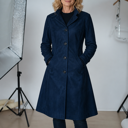 Suede Button Front Trench Coat