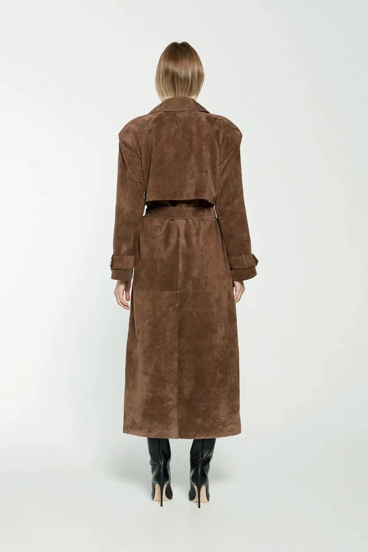 Suede Double Breasted Trench Coat