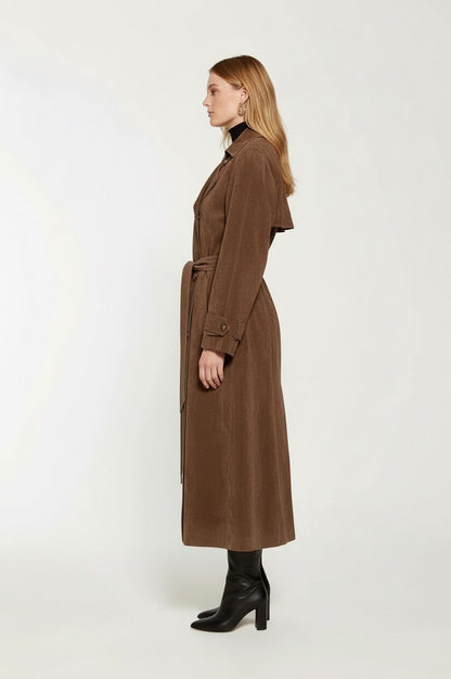 Suede Double Breasted Trench Coat