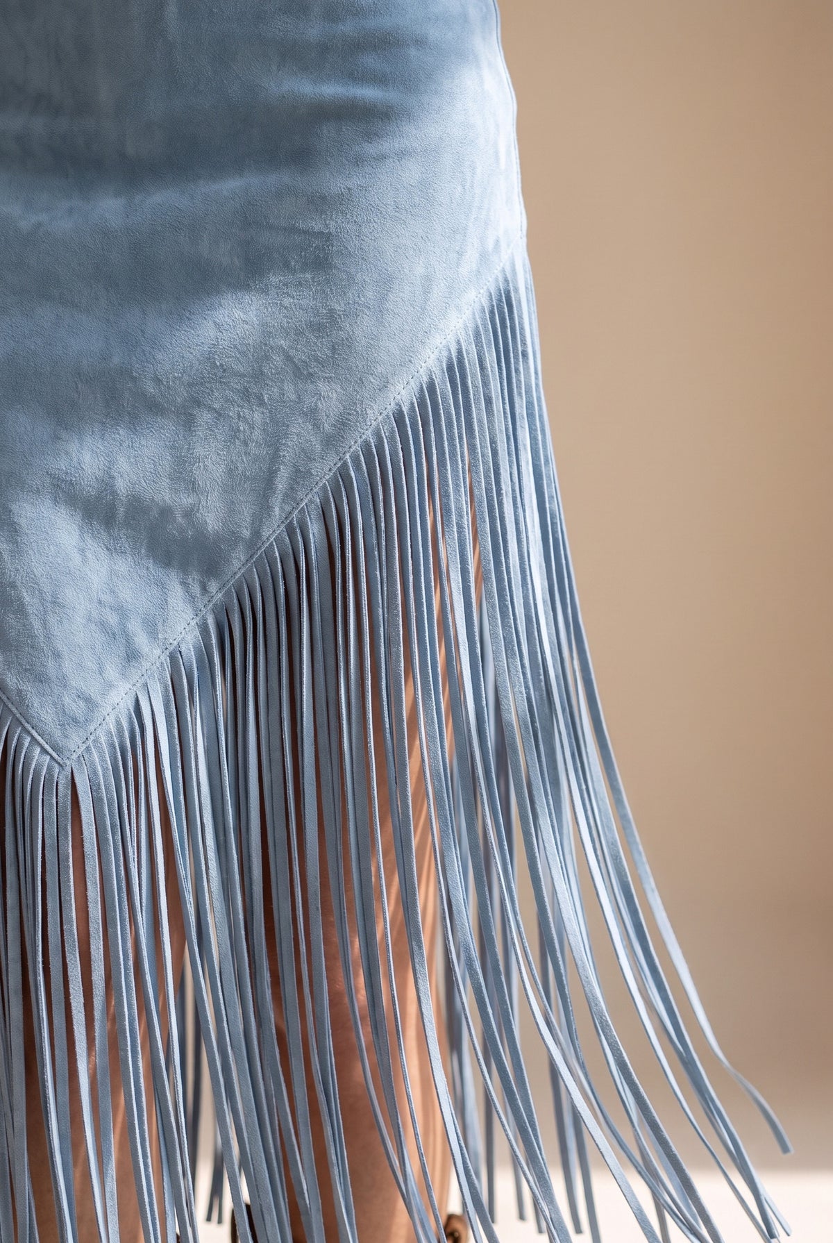 Suede Fringe Belted Midi Dress