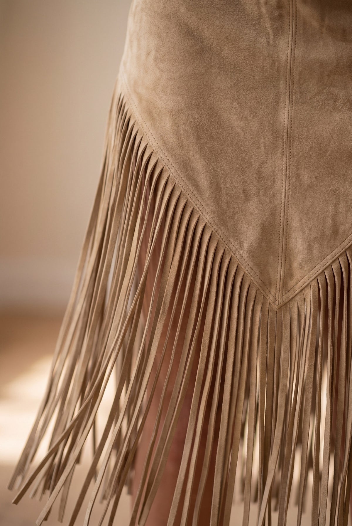 Suede Fringe Belted Midi Dress