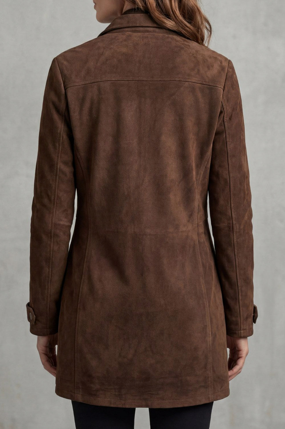 Suede Long Sleeve Coat