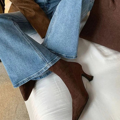 Suede Pointed Toe Ankle Boots
