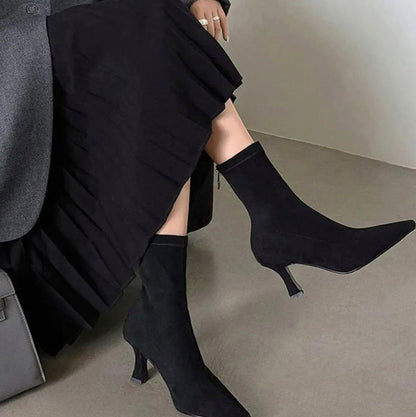 Suede Pointed Toe Ankle Boots