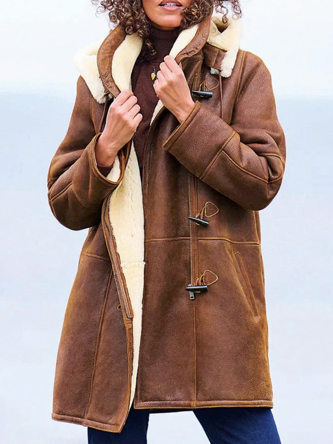 Suede Sherpa Lined Toggle Coat