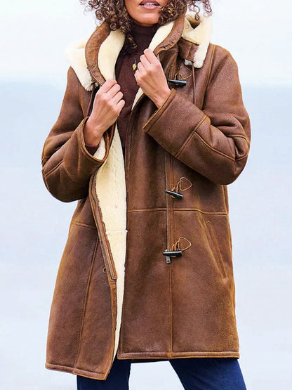Suede Sherpa Lined Toggle Coat