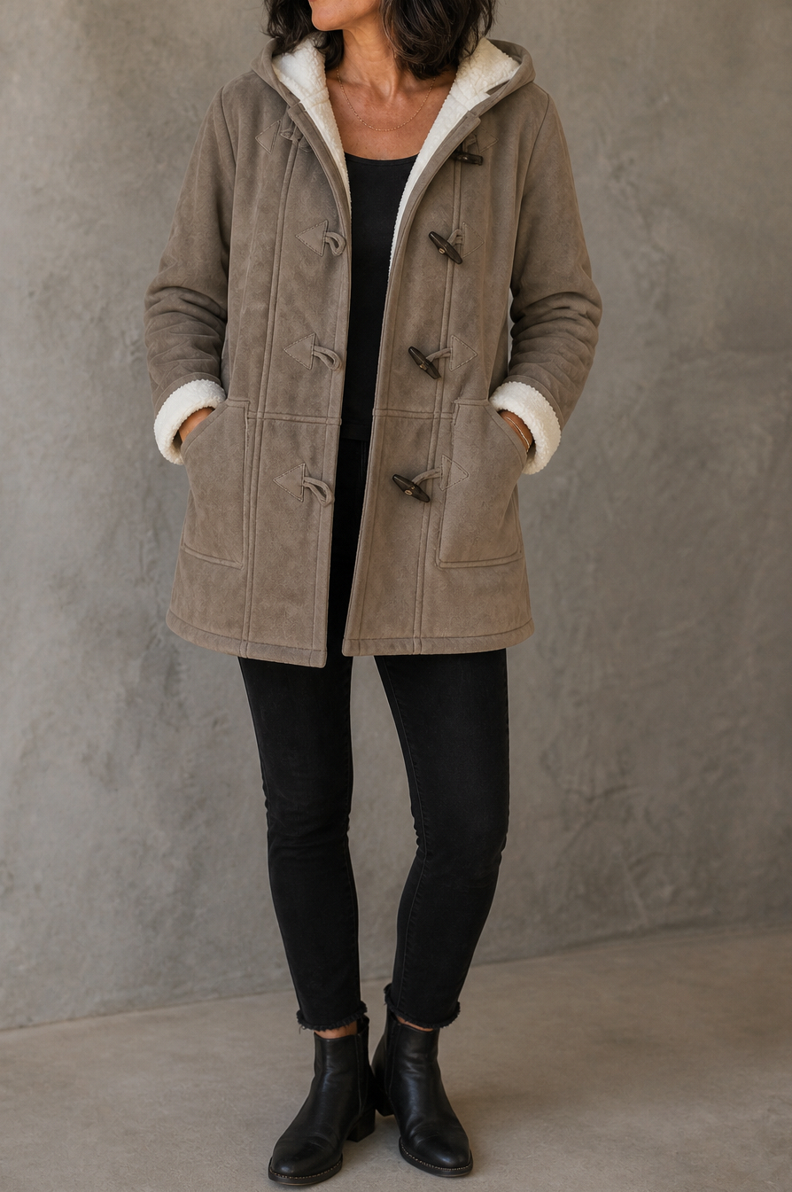 Suede Sherpa Lined Toggle Coat