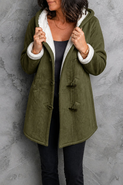 Suede Sherpa Lined Toggle Coat