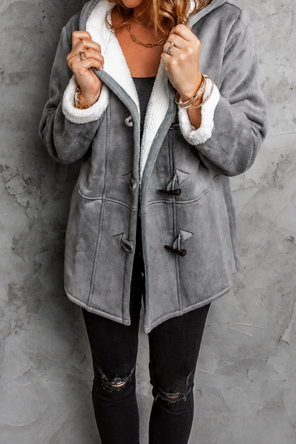 Suede Sherpa Lined Toggle Coat