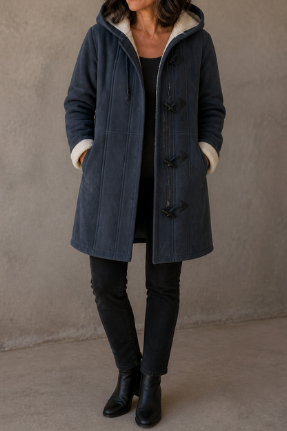 Suede Sherpa Lined Toggle Coat