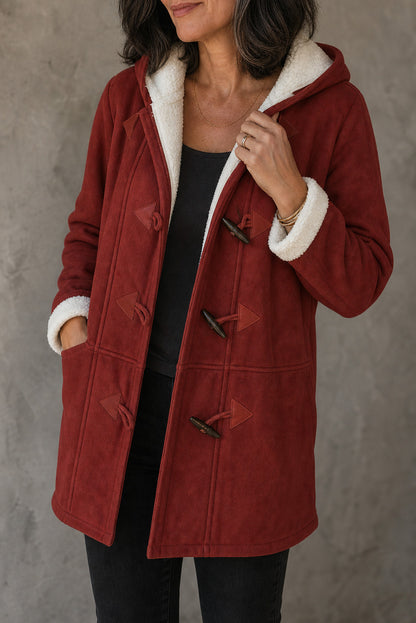 Suede Sherpa Lined Toggle Coat
