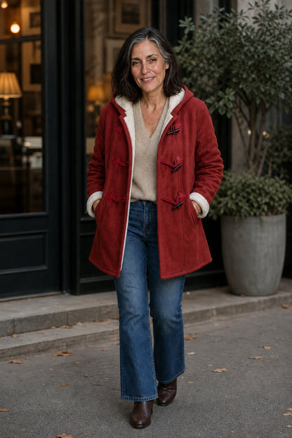 Suede Sherpa Lined Toggle Coat