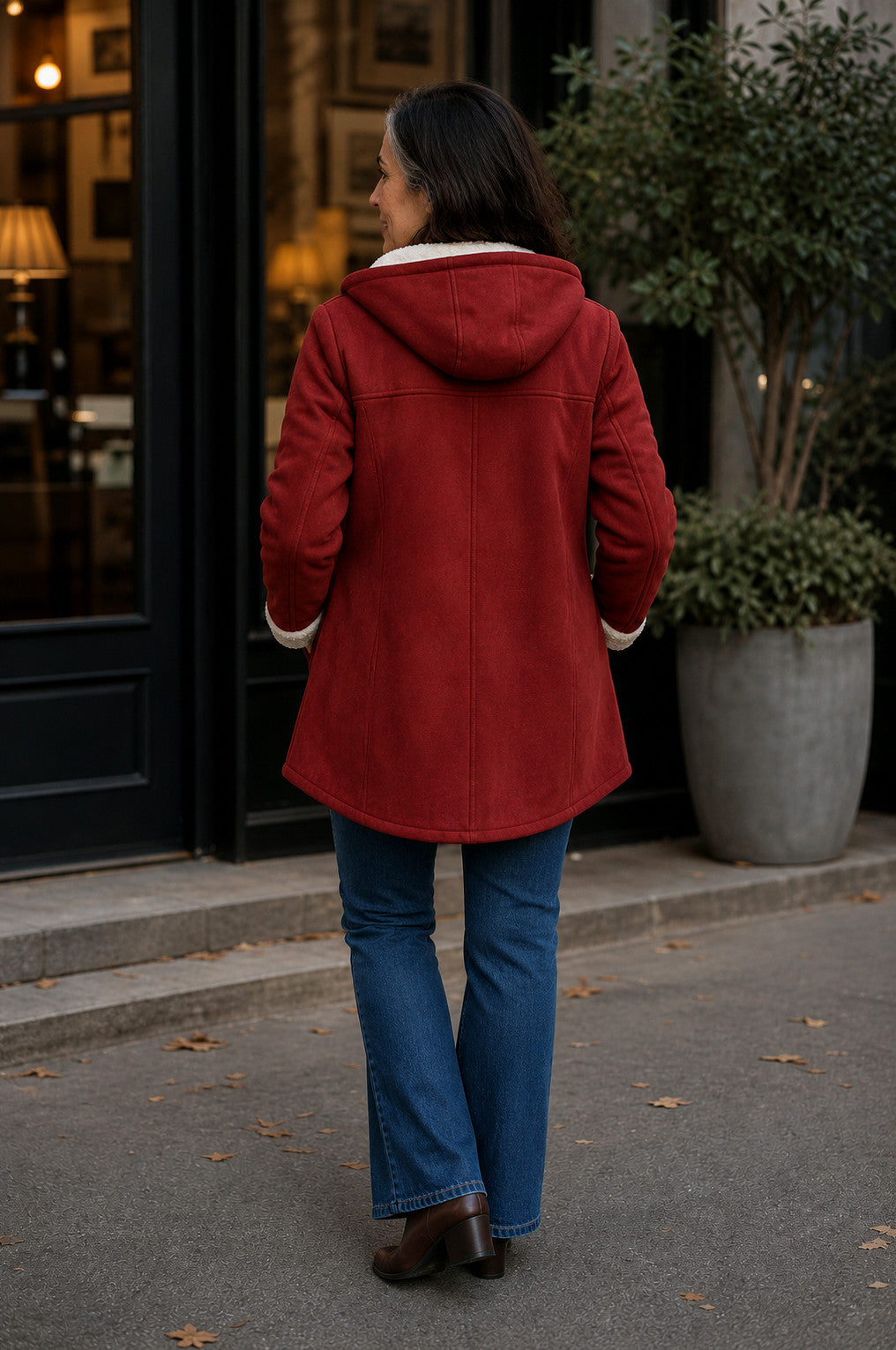 Suede Sherpa Lined Toggle Coat