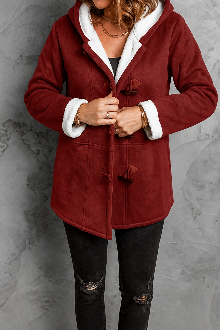 Suede Sherpa Lined Toggle Coat