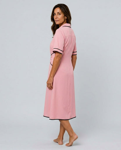 Tie Front Short Sleeve Midi Dress