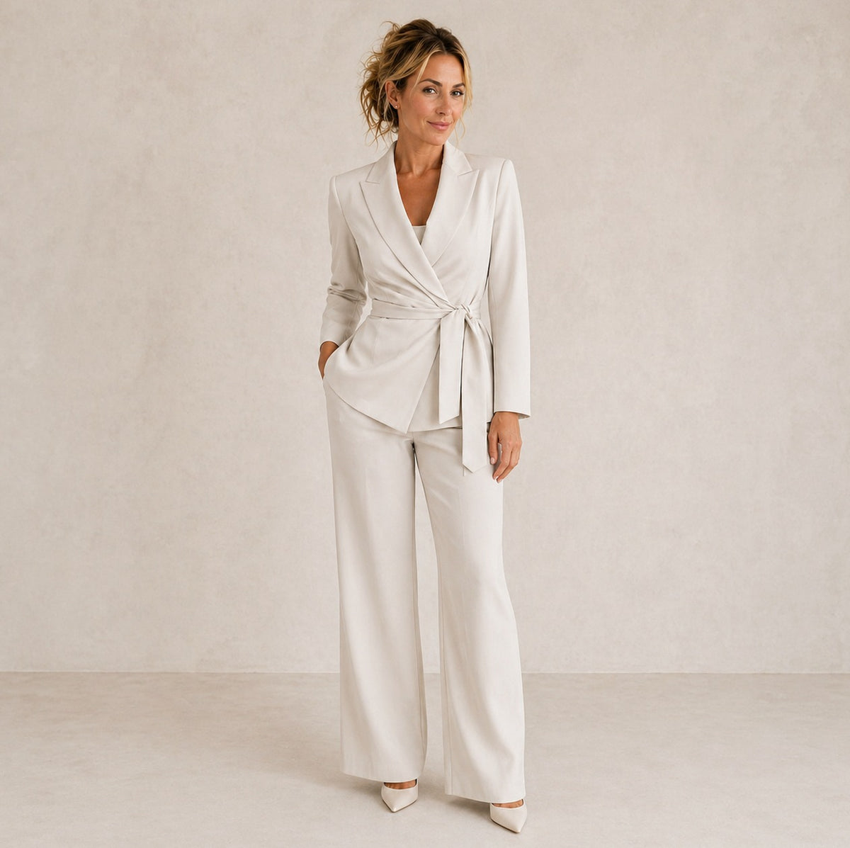Tie Waist Blazer Pant Set