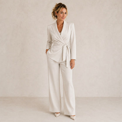 Tie Waist Blazer Pant Set