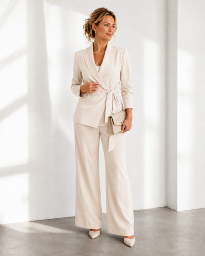 Tie Waist Blazer Pant Set