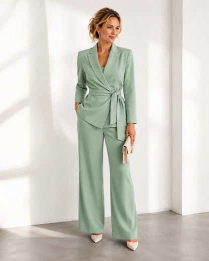 Tie Waist Blazer Pant Set