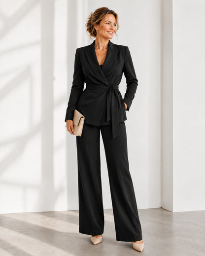Tie Waist Blazer Pant Set