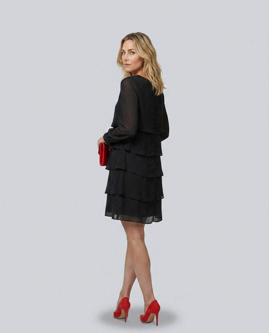 Tiered Long Sleeve Mini Dress