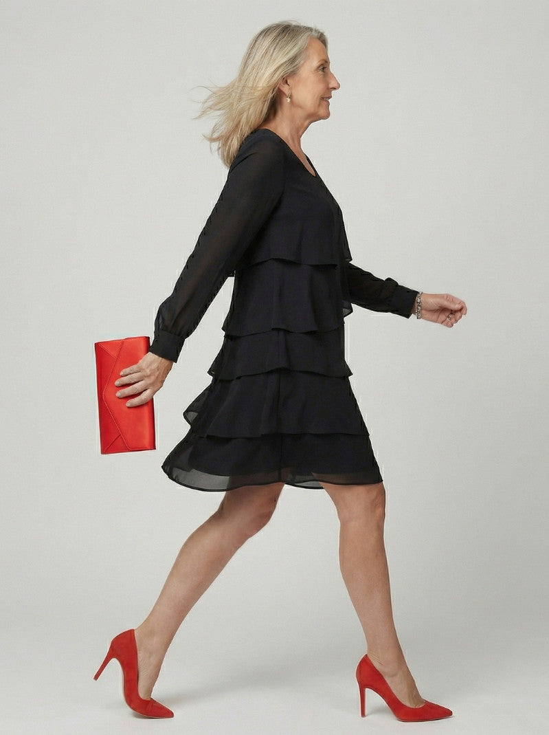 Tiered Long Sleeve Mini Dress