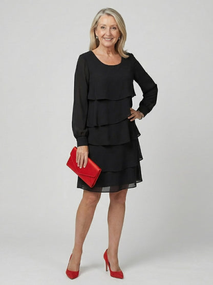 Tiered Long Sleeve Mini Dress