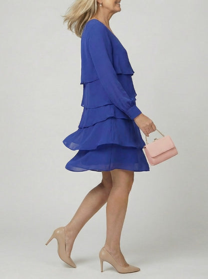 Tiered Long Sleeve Mini Dress