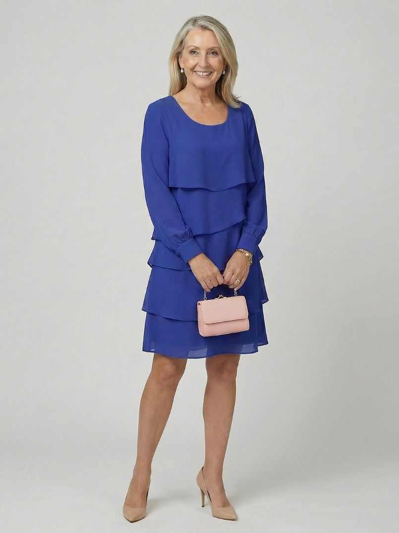 Tiered Long Sleeve Mini Dress