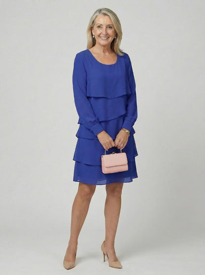 Tiered Long Sleeve Mini Dress