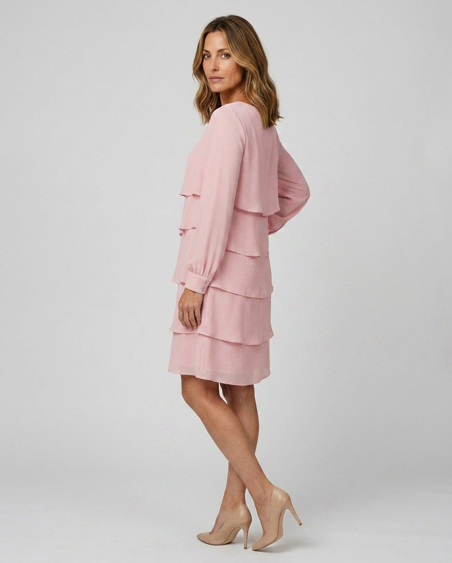 Tiered Long Sleeve Mini Dress