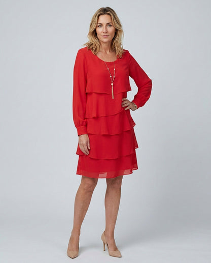 Tiered Long Sleeve Mini Dress