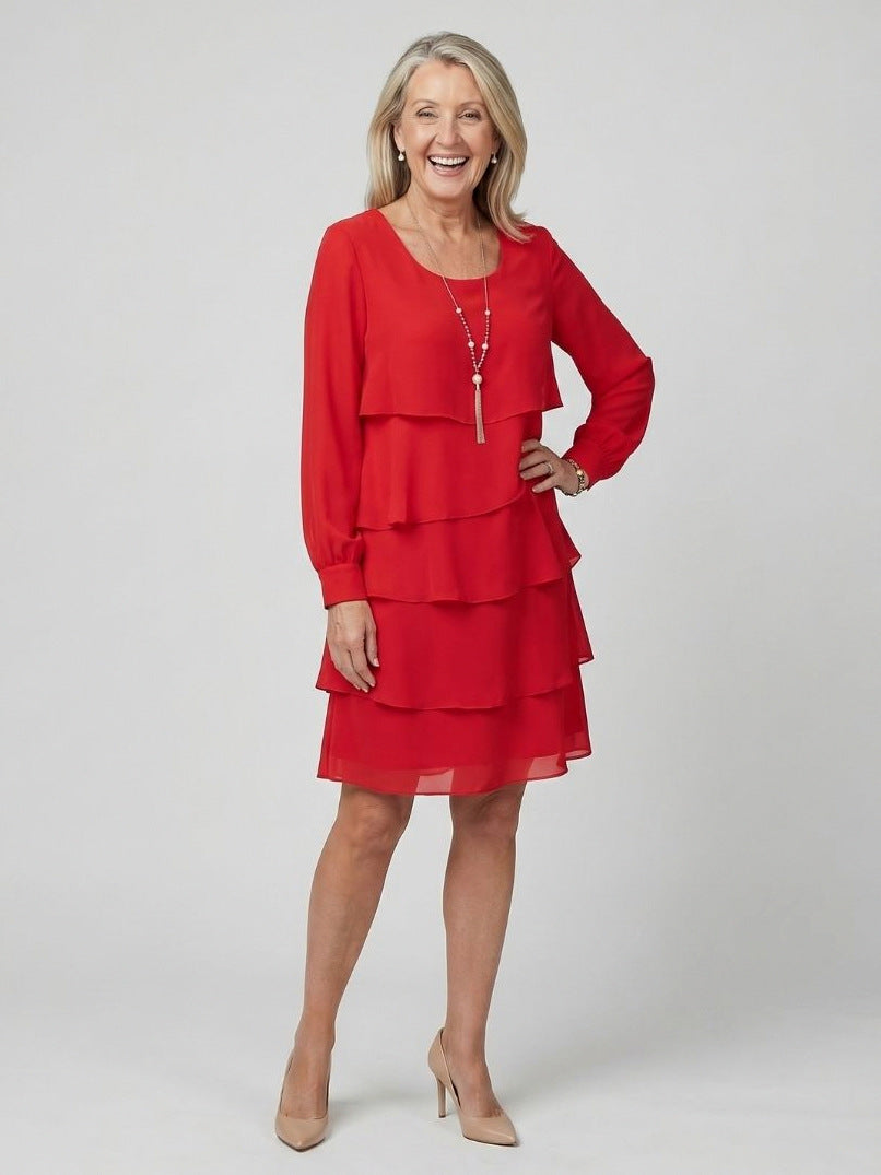 Tiered Long Sleeve Mini Dress