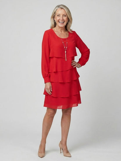 Tiered Long Sleeve Mini Dress