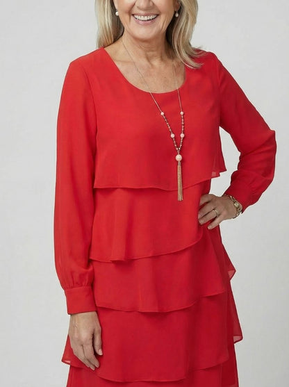 Tiered Long Sleeve Mini Dress