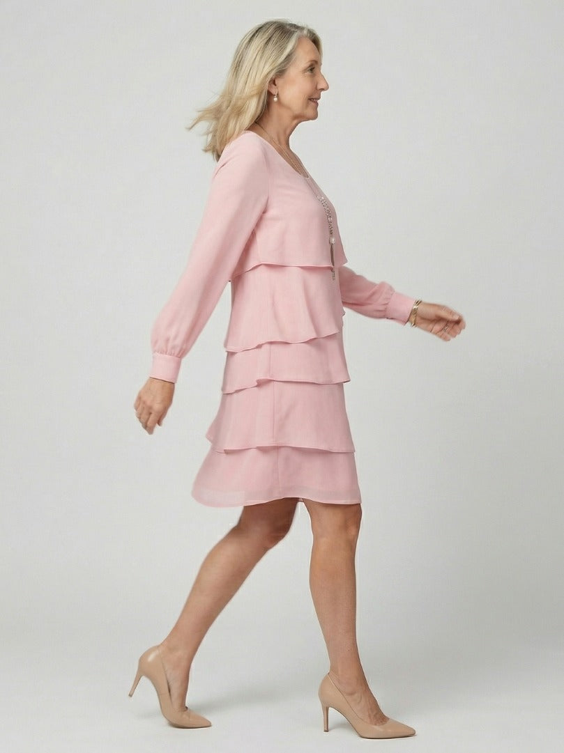 Tiered Long Sleeve Mini Dress