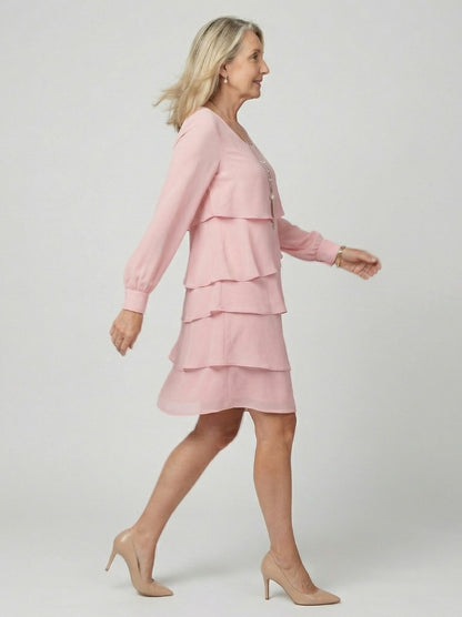 Tiered Long Sleeve Mini Dress