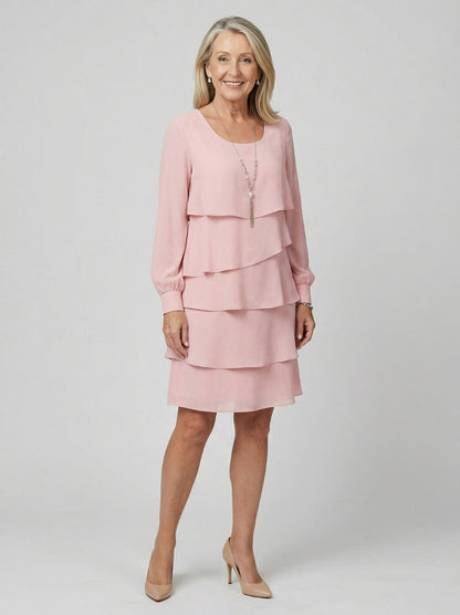 Tiered Long Sleeve Mini Dress