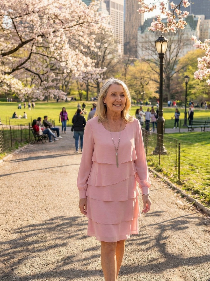 Tiered Long Sleeve Mini Dress