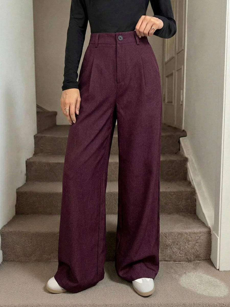 Tweed Pleated Wide Leg Pants