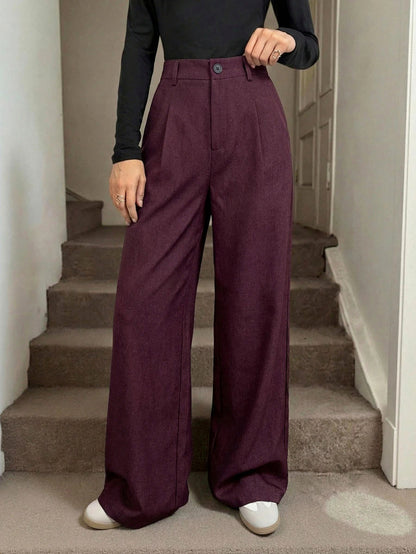 Tweed Pleated Wide Leg Pants