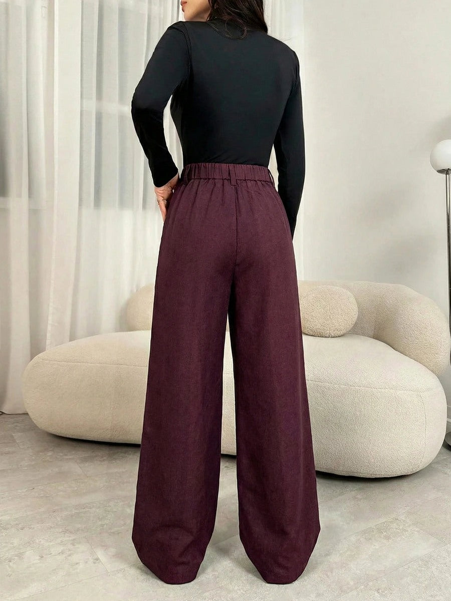 Tweed Pleated Wide Leg Pants