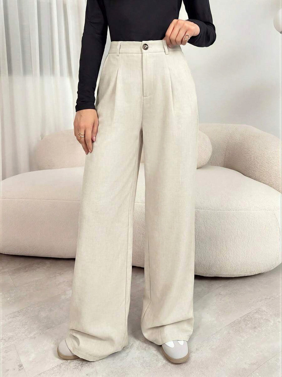 Tweed Pleated Wide Leg Pants