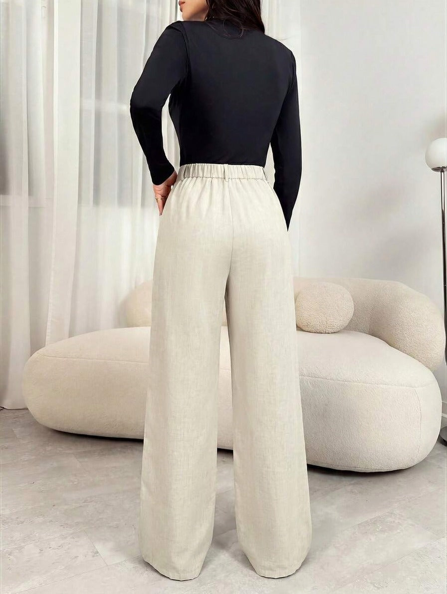 Tweed Pleated Wide Leg Pants